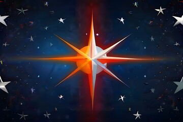 Abstract background of open space war between good and evil with stars blue and red or orange....