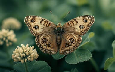 Obraz premium Preserving the Serene Elegance of a Sepia Colored Butterfly