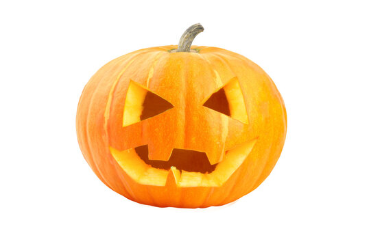 Halloween Jack o Lantern Pumpkin with a spooky face on transparent background