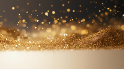 Obraz premium Sparkling texture with golden bokeh lights