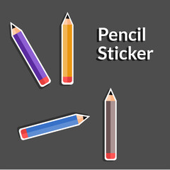 Collection of various blue vector pencil stickers with a school theme. suitable for children's designs