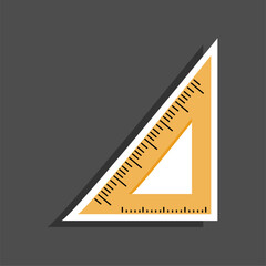 Yellow triangle shaped ruler sticker in vector style for school