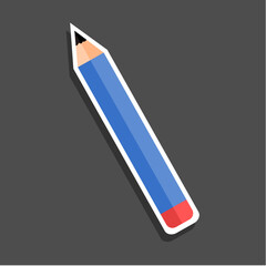 Blue vector pencil sticker with a school theme.