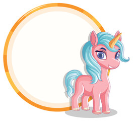 Cute unicorn illustration with pastel mane and tail