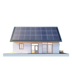 house with solar panels isolated on transparent background