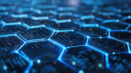 Obraz premium Advanced cybersecurity network with hexagonal designs, epitomizing futuristic technology connectivity. Generative AI illustration 