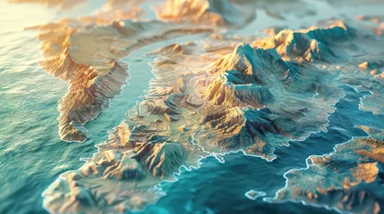 Fotobehang geological diagram of mountains, oceans and rivers © jamrut