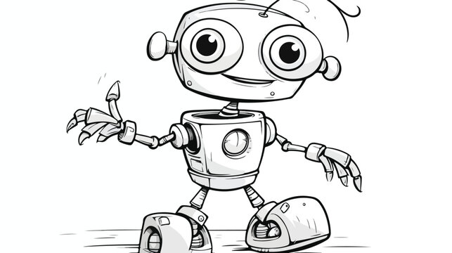 Freehand drawn cartoon robot freehand draw cartoon 