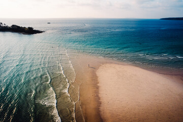Sandy beach on the island and high angle island in the evening,Summer travel
