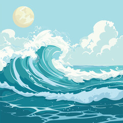 Summer Wave Flat Vector Illustration