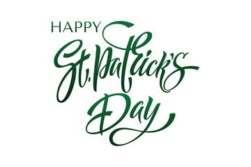 Happy Saint Patricks day handwritten lettering typography. Hand drawn design elements. Logos and emblems for invitation, card.