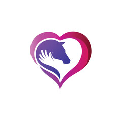 using the concept of a heart shape and a horse's head 