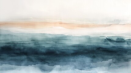 Subdued watercolor washes forming an abstract landscape on a workspace wall