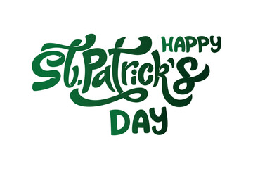 Happy Saint Patricks day handwritten lettering typography. Hand drawn design elements. Logos and emblems for invitation, card.