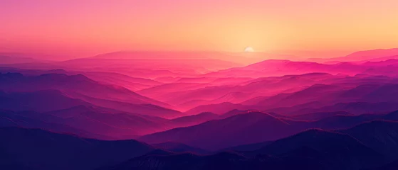 Fotobehang Landscape mountain view Grainy gradients Lets bring. Mountain Twilight Sunset and Sunrise Blend background banner © ChutinanArt6