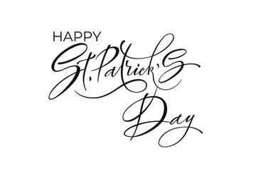 Obraz premium Happy Saint Patricks day handwritten lettering typography. Hand drawn design elements. Logos and emblems for invitation, card.