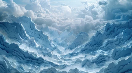 Photo sur Plexiglas Bleu Jeans famous landscape painting made from folded paper