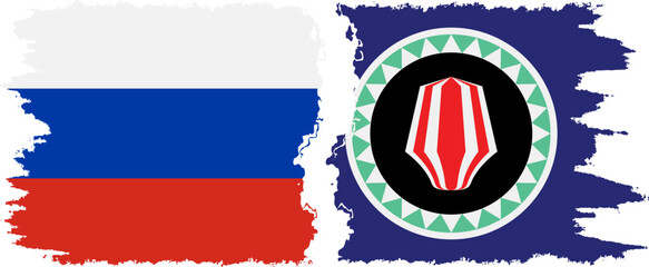 Bougainville and Russia grunge flags connection vector