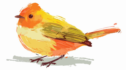 Illustration of an orange and yellow bird freehand 