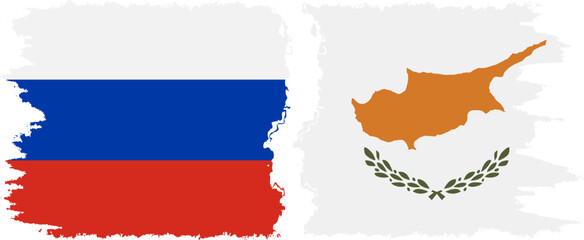Cyprus and Russia grunge flags connection vector