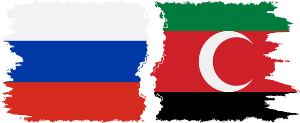 Darfur and Russia grunge flags connection vector