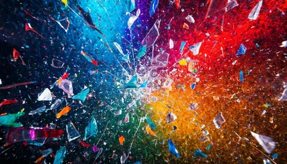 Fotobehang 割れたガラス片　カラフル　虹色　 © dk0501