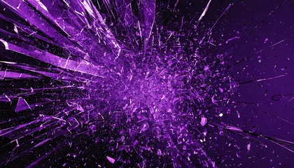 Fotobehang 割れたガラス片　紫　黒背景 © dk0501