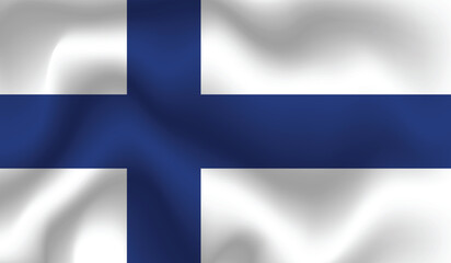 Obraz premium Flat Illustration of Finland flag. Finland national flag design. Finland Wave flag. 