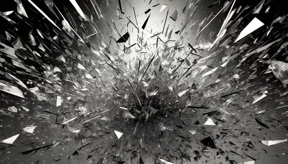 Fotobehang 割れたガラス片　モノクロ © dk0501