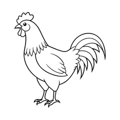 Rooster illustration coloring page for kids