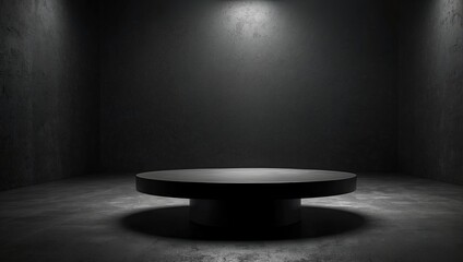 Empty  product display podium with spotlights . dark background . Product presentation ideas 