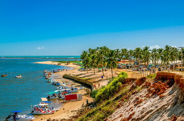 Praia do Gunga is among the most beautiful beaches in Brazil, it is a true postcard of Alagoas, located just 35 minutes from the capital, it tops the list of the most popular destinations in the north - obrazy, fototapety, plakaty