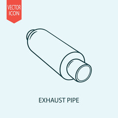 Hand drawn car exhaust pipe muffler flat vector illustration