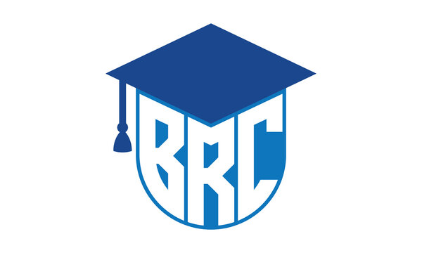 BRC initial letter academic logo design vector template. school college logo, university logo, graduation cap logo, institute logo, educational logo, library logo, teaching logo, book shop, varsity