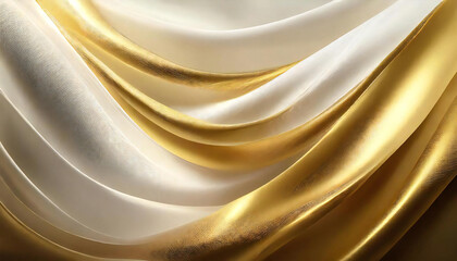 Gold and white decoration. Luxury gold and white fabric. - obrazy, fototapety, plakaty