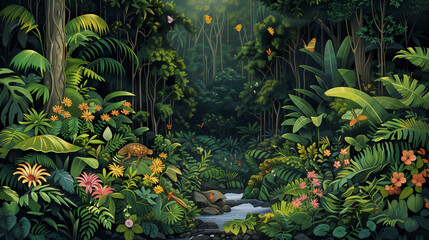 Tropical lush jungle landscape - environment concept