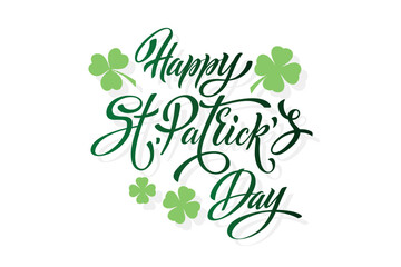 Happy Saint Patricks day handwritten lettering typography. Hand drawn design elements. Logos and emblems for invitation, card.