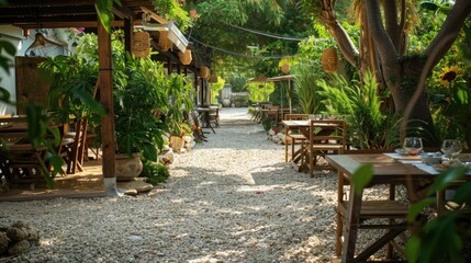 Restaurant located in a beautiful garden