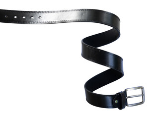 black men's leather belt on white background isolated - Powered by Adobe