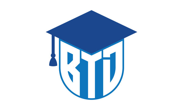 BTD initial letter academic logo design vector template. school college logo, university logo, graduation cap logo, institute logo, educational logo, library logo, teaching logo, book shop, varsity