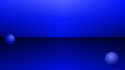 Blue fading perspective gradient background with two spheres for presentations