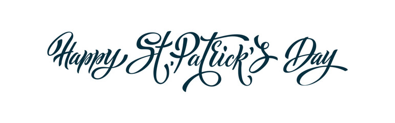 Happy Saint Patricks day handwritten lettering typography. Hand drawn design elements. Logos and emblems for invitation, card.