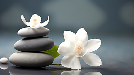 Spa and yoga stones and flowers