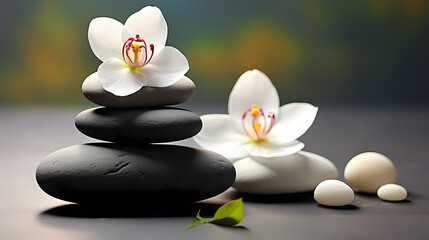 Fototapeta na wymiar Spa and yoga stones and flowers
