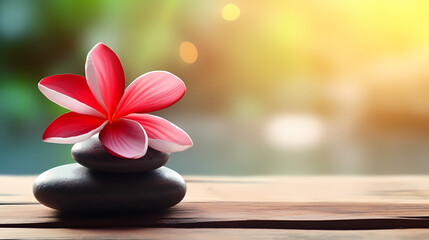 Obraz na płótnie Canvas Spa and yoga stones and flowers