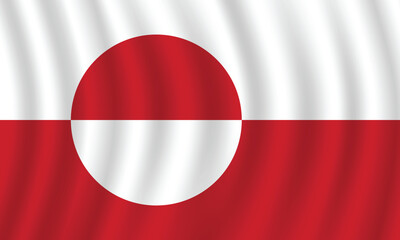 Fototapeta premium Flat Illustration of Greenland flag. Greenland national flag design. Greenland Wave flag. 
