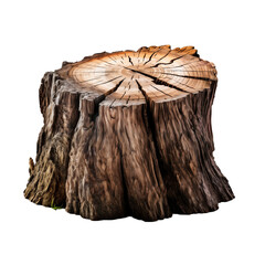 Single old tree stump, isolated on transparent background cutout