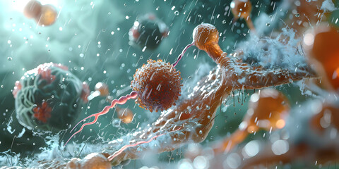 Close up macro details of microbes molecules virus bacteria, dna and rna - obrazy, fototapety, plakaty