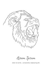 Line Art Lion Roaring