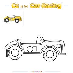 Coloring Page Car Racing Cartoon